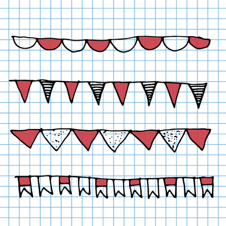 Doodle border flag.vector illustrationのイラスト素材