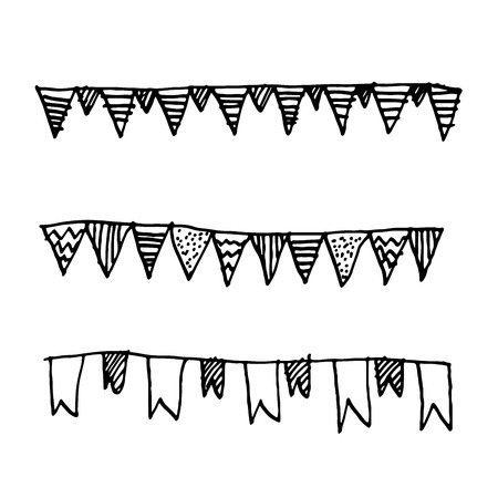 Doodle border flag.vector illustrationのイラスト素材