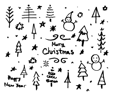 Doodle christmas sketching and drawing vector illustrationのイラスト素材