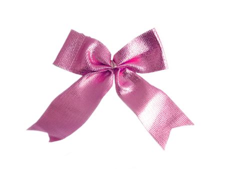 Pink Golden bow on a white backgroundの写真素材