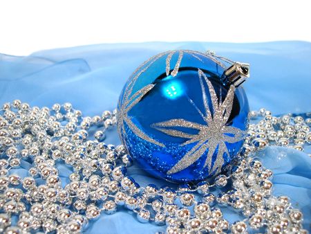blue Christmas ball on beautiful backgroundの写真素材
