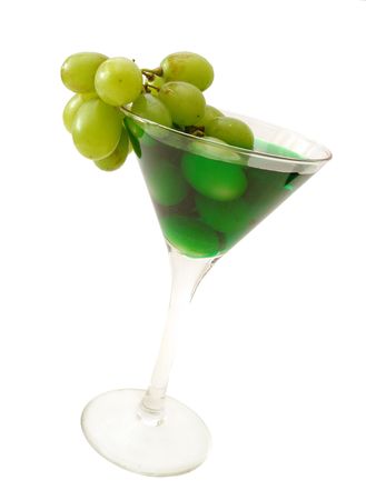 green cocktail with grapes isolatedの写真素材
