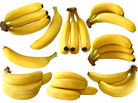 collection of isolated banana on white background の写真素材