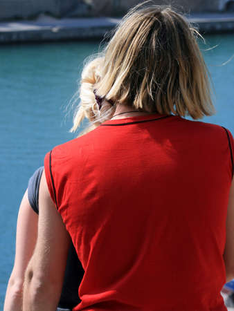 couple on beach in the day-time の写真素材