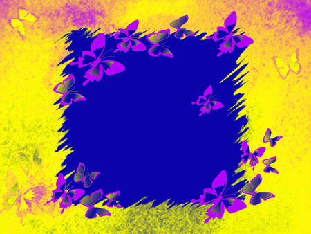colored grunge border with butterflies, design elementの写真素材