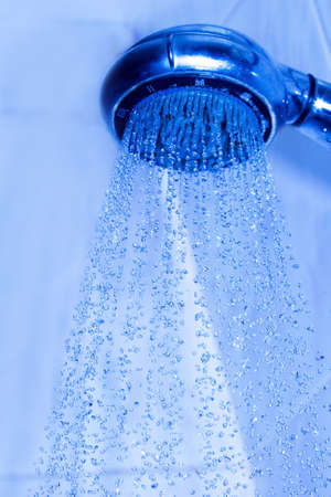shower with water drops in bathroom 