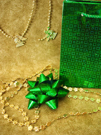 green package and celebration bow の写真素材