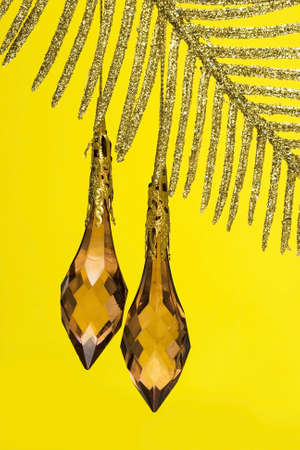 golden decoration on beautiful branch の写真素材