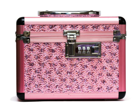 pink safe box with padlock の写真素材