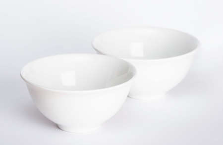 two bowls on white background の写真素材