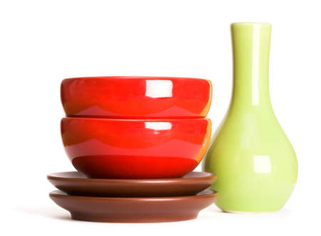 stack of plates on white background の写真素材