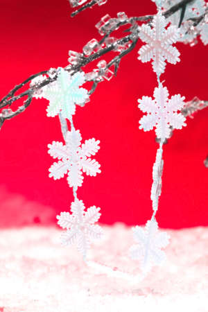 white snowflakes on Christmas tree の写真素材