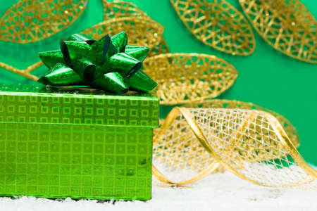 gift box on green background の写真素材