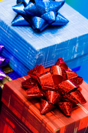 red and blue gift boxes  の写真素材