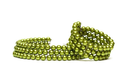 bracelet and beads isolated on white background の写真素材