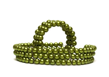 bracelet and beads isolated on white background の写真素材