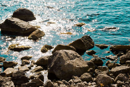 rocks on a beach of sea の写真素材