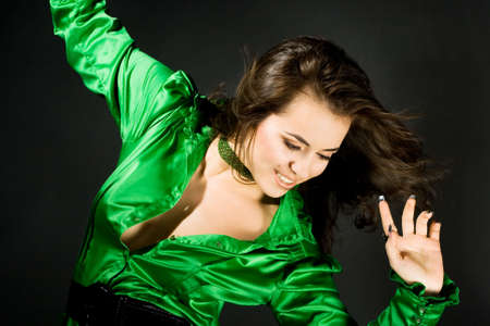 pretty woman on black background の写真素材