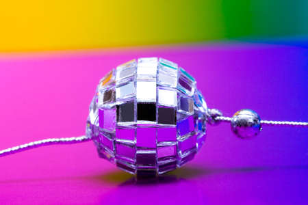 silver decoration on coloured background の写真素材