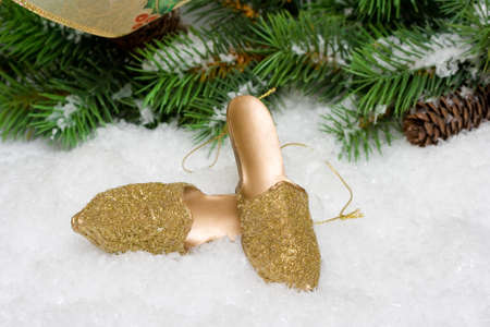 decoration with Christmas tree on snow  