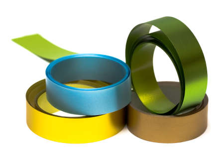 Hanks of ribbon isolated on white 