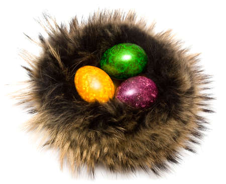 Easter eggs in a fur nest 
