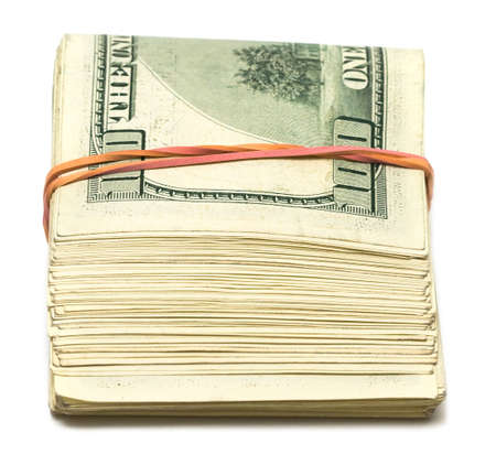 copula of dollars on white background 
