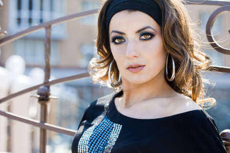 Beautiful woman in the street の写真素材