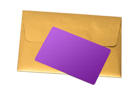envelope with congratulatory card isolated on white background の写真素材