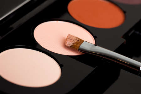 make-up eyeshadows and cosmetic brushの写真素材