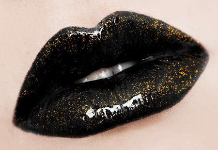 close-up of beautiful womanish lipsの写真素材