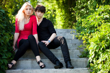 couple - girl and guy on the natureの写真素材