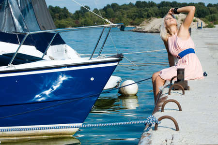 beautiful woman near the seaの写真素材