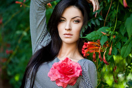 beautiful girl on the natureの写真素材