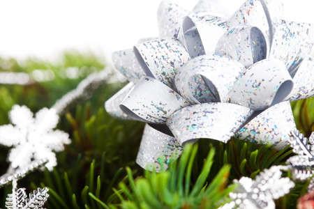 branch of Christmas tree with bowの写真素材