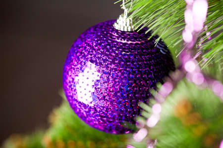 branch of Christmas tree with festive ballの写真素材