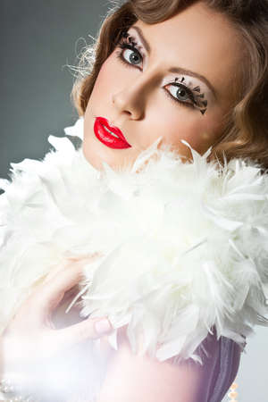 fashionable woman with art visage - burlesqueの写真素材