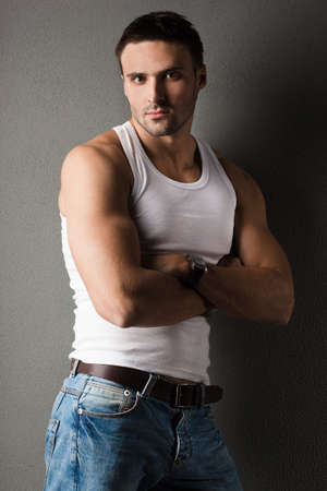 young man in a t-shirt の写真素材