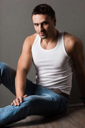 young man in a t-shirt の写真素材