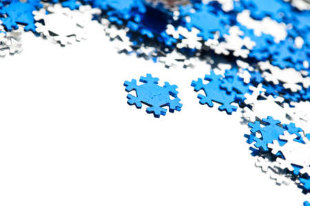many snowflakes on white backgroundの写真素材