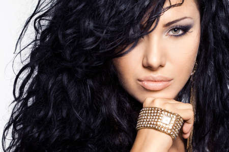elegant fashionable woman with watchの写真素材