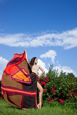 Beautiful girl on the natureの写真素材