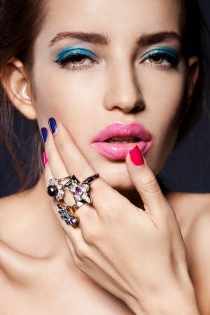 elegant fashionable woman with jewelryの写真素材