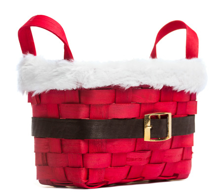 red basket isolated on whiteの写真素材