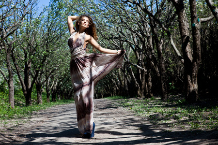 Beautiful girl on the natureの写真素材