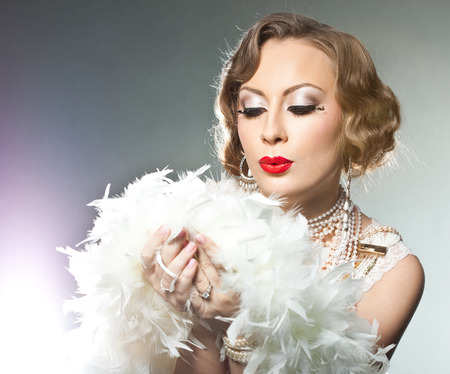 fashionable woman with art visage - burlesqueの写真素材