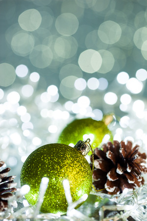 Christmas ball on sparkles backgroundの写真素材