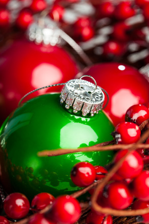Christmas decoration with european hollyの写真素材