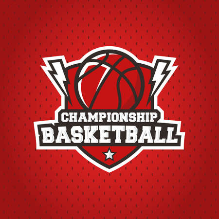 Basketball championship  with thunder icons. Championship emblem template. Trendy modern design. Perfect use for posters, banners, signs, covers design. Vector sport emblem template.のイラスト素材