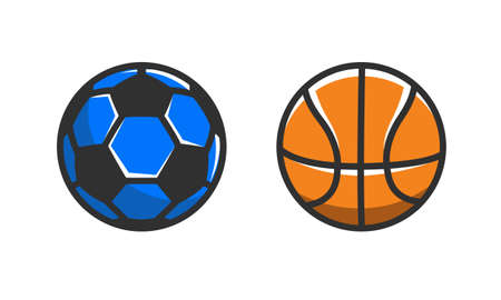Football and Basketball flat icons. Basketball and Soccer templates. Vector illustrationのイラスト素材